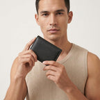 Porte-cartes en cuir luxe pour homme pliable compact