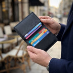 Porte-cartes en cuir luxe pour homme pliable compact