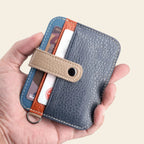 Porte-cartes en cuir luxe pour homme simple compact porte clé