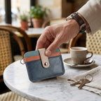 Porte-cartes en cuir luxe pour homme simple compact porte clé