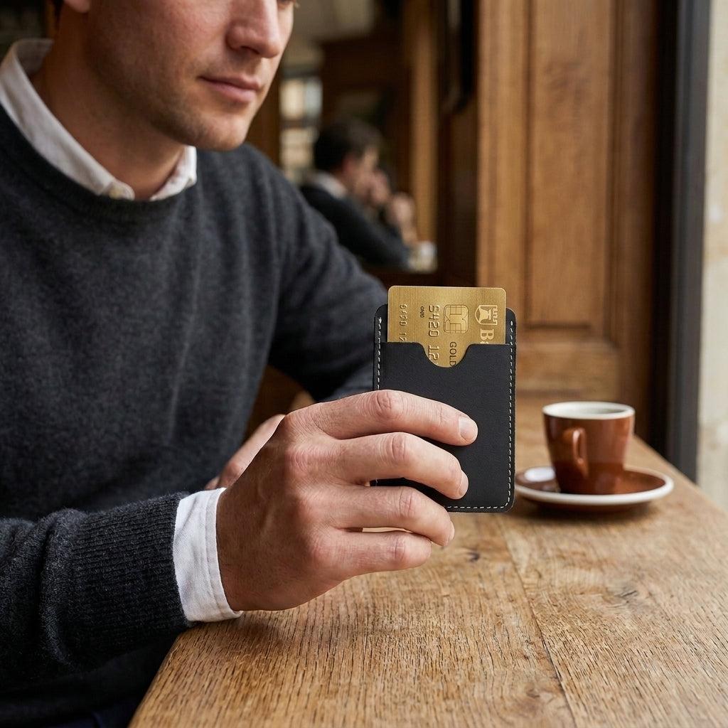 Porte-cartes en cuir luxe pour homme ultra fin extra plat