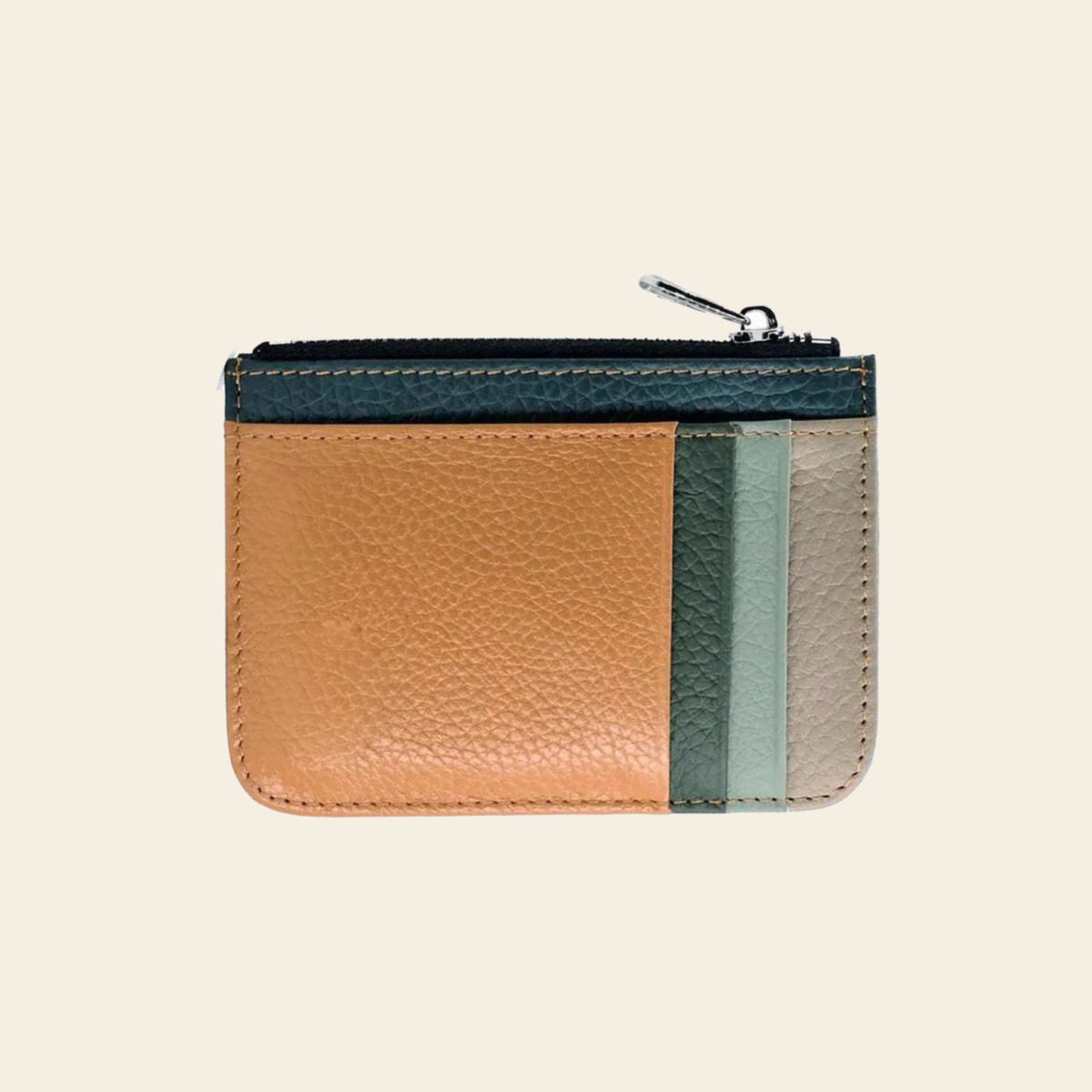 Porte-cartes en cuir luxe pour homme zippé porte monnaie porte clé