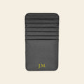 Porte-cartes en cuir luxe vertical personnalisé initiales unisexe