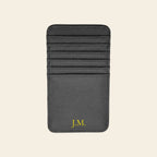Porte-cartes en cuir luxe vertical personnalisé initiales unisexe