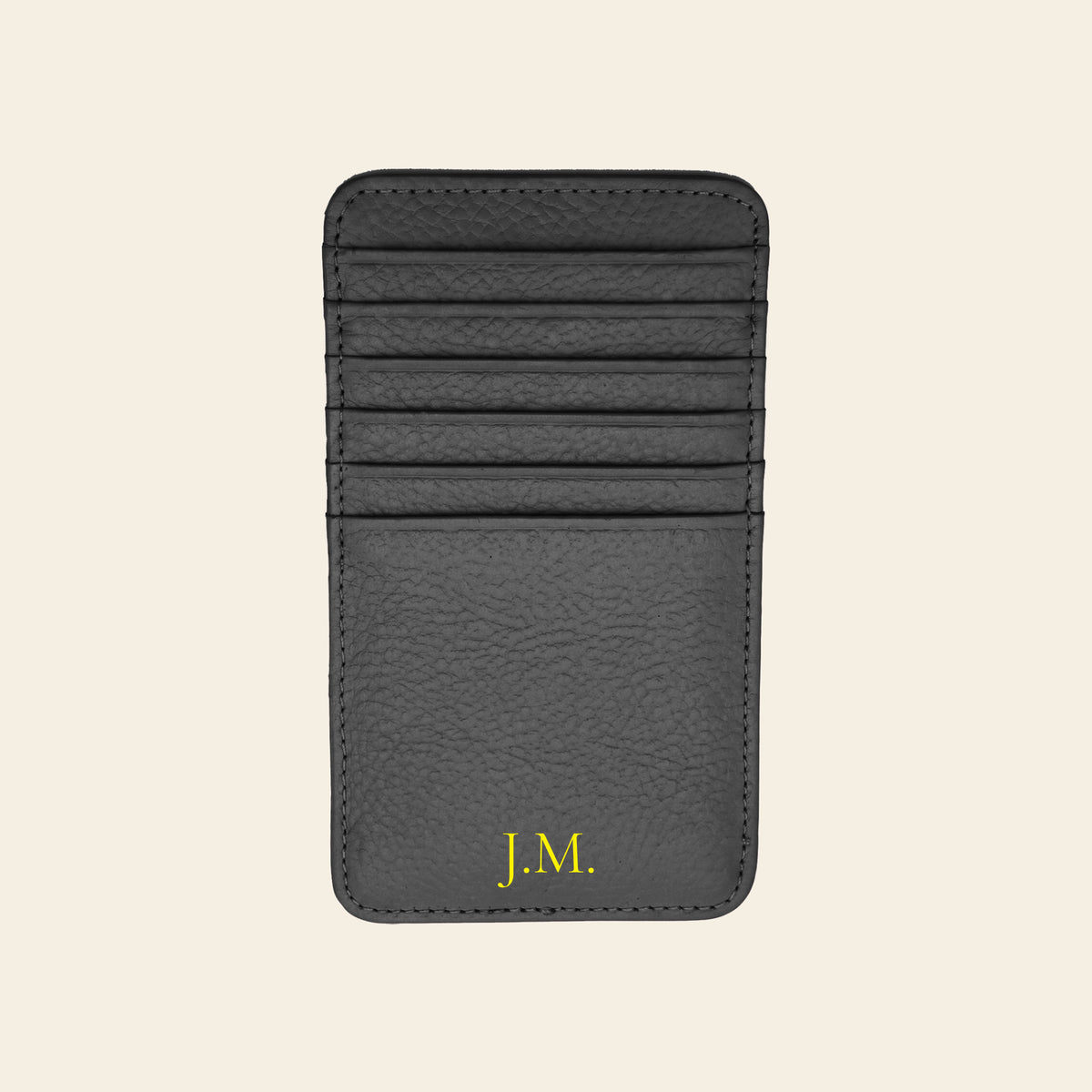 Porte-cartes en cuir luxe vertical personnalisé initiales unisexe