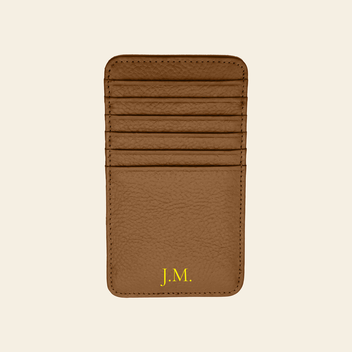Porte-cartes en cuir luxe vertical personnalisé initiales unisexe