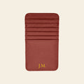 Porte-cartes en cuir luxe vertical personnalisé initiales unisexe