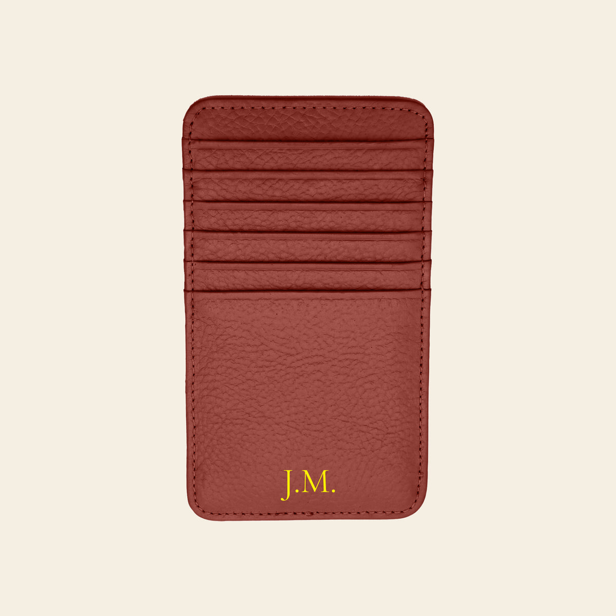Porte-cartes en cuir luxe vertical personnalisé initiales unisexe