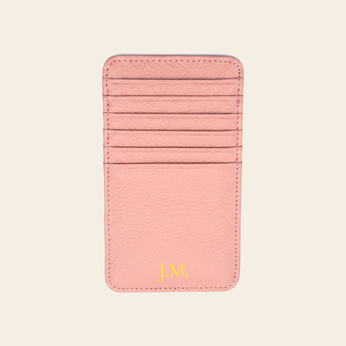Porte-cartes en cuir luxe vertical personnalisé initiales unisexe