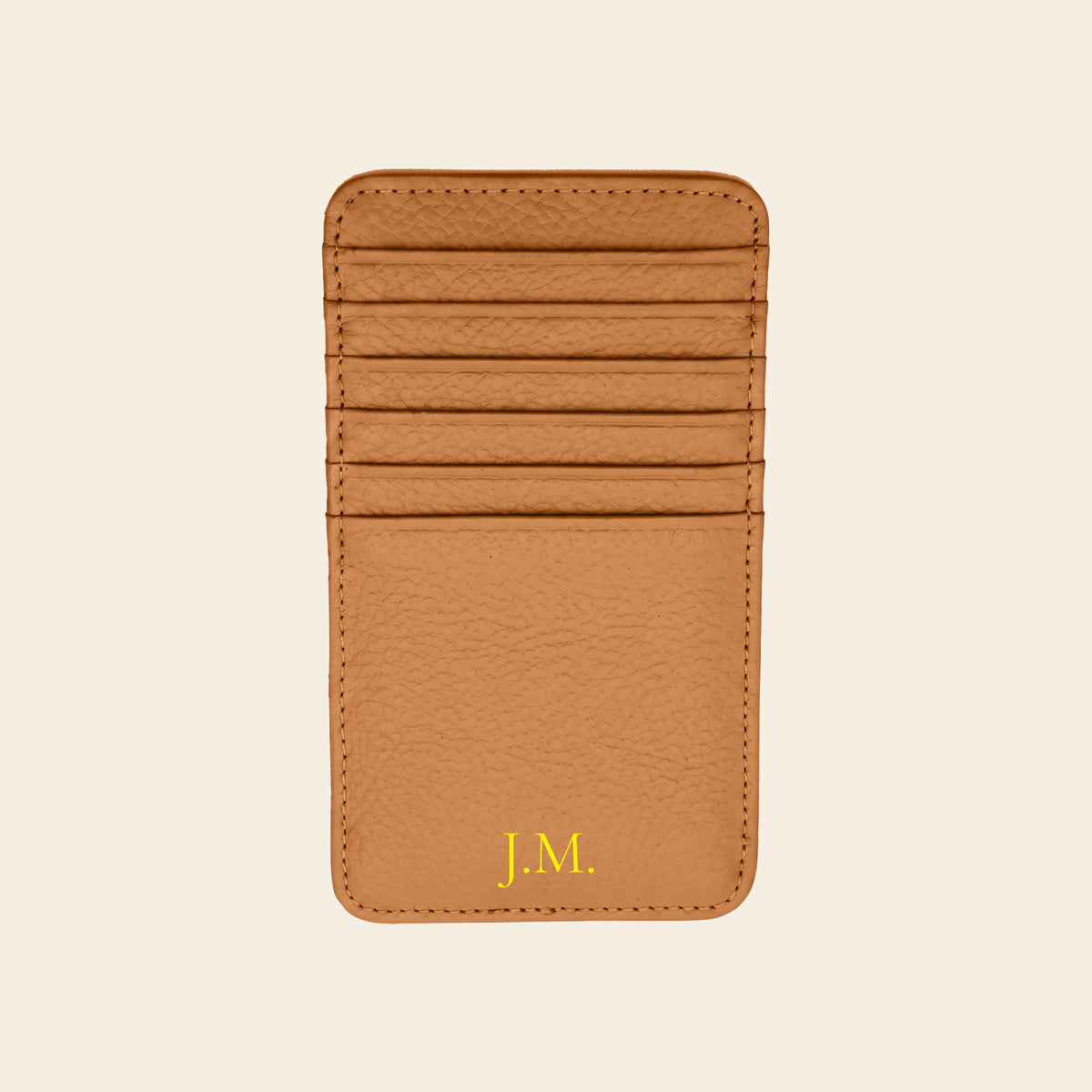 Porte-cartes en cuir luxe vertical personnalisé initiales unisexe