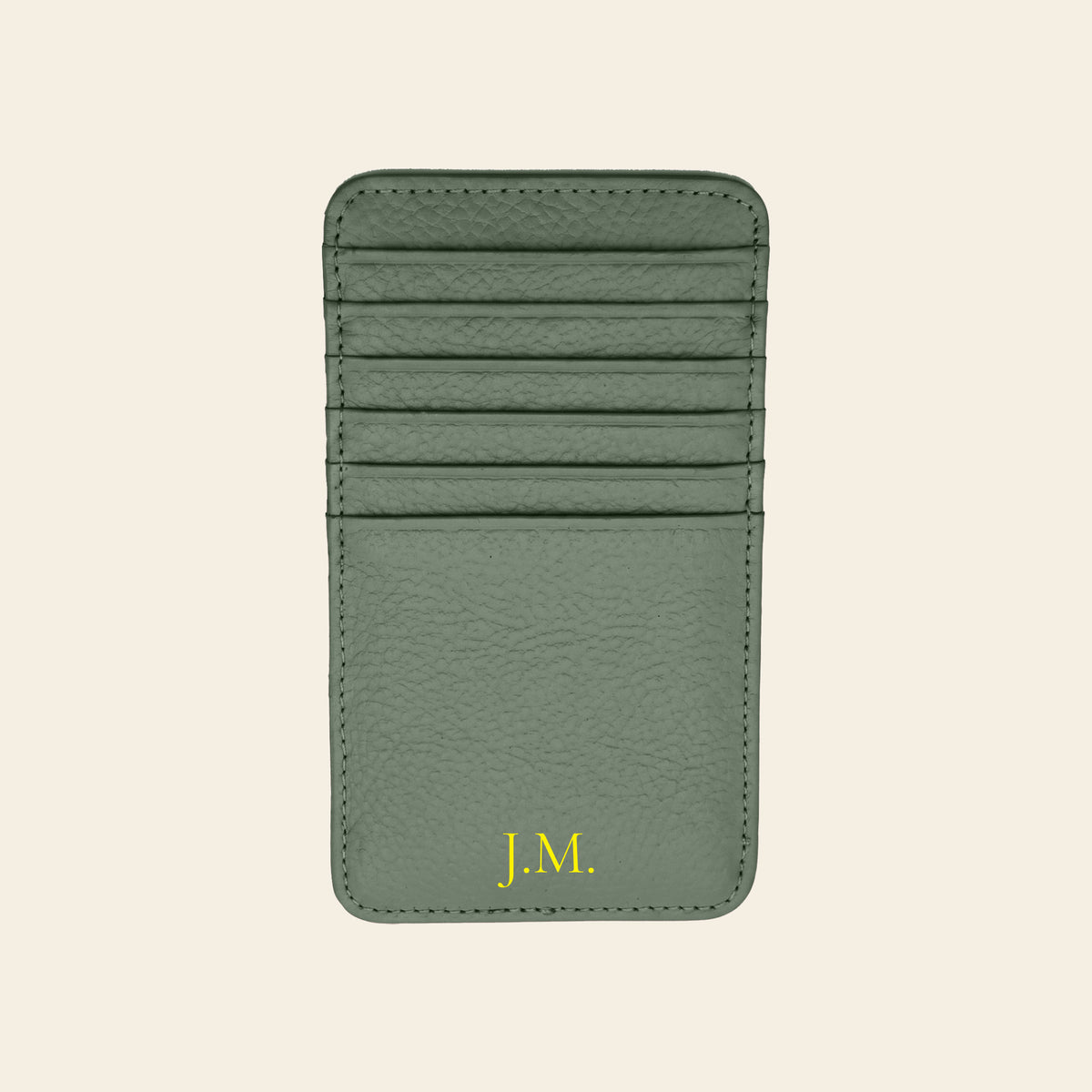 Porte-cartes en cuir luxe vertical personnalisé initiales unisexe