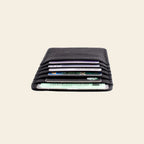 Porte-cartes en cuir luxe vertical personnalisé initiales unisexe