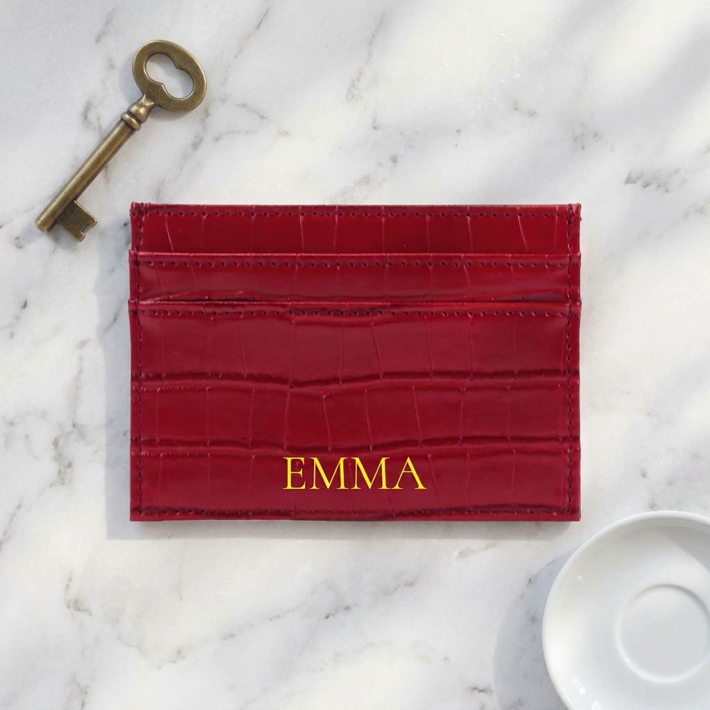 Porte-cartes pour femme motif croco personnalisé