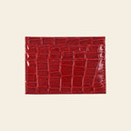Porte-cartes pour femme motif croco plat