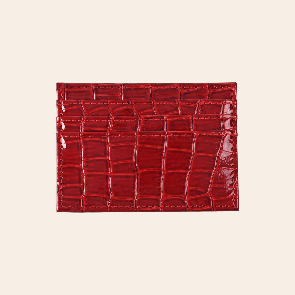 Porte-cartes pour femme motif croco plat