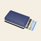 Porte-cartes pour homme carbone pliable automatique pop-up sécurisé anti-RFID