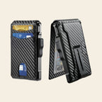 Porte-cartes pour homme carbone rigide automatique pop-up sécurisé anti-RFID pince à billets