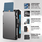 Porte-cartes pour homme carbone rigide automatique pop-up sécurisé anti-RFID pince à billets