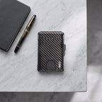 Porte-cartes pour homme carbone rigide automatique pop-up sécurisé anti-RFID pince à billets