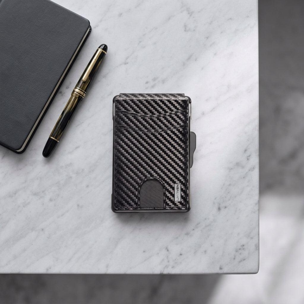 Porte-cartes pour homme carbone rigide automatique pop-up sécurisé anti-RFID pince à billets
