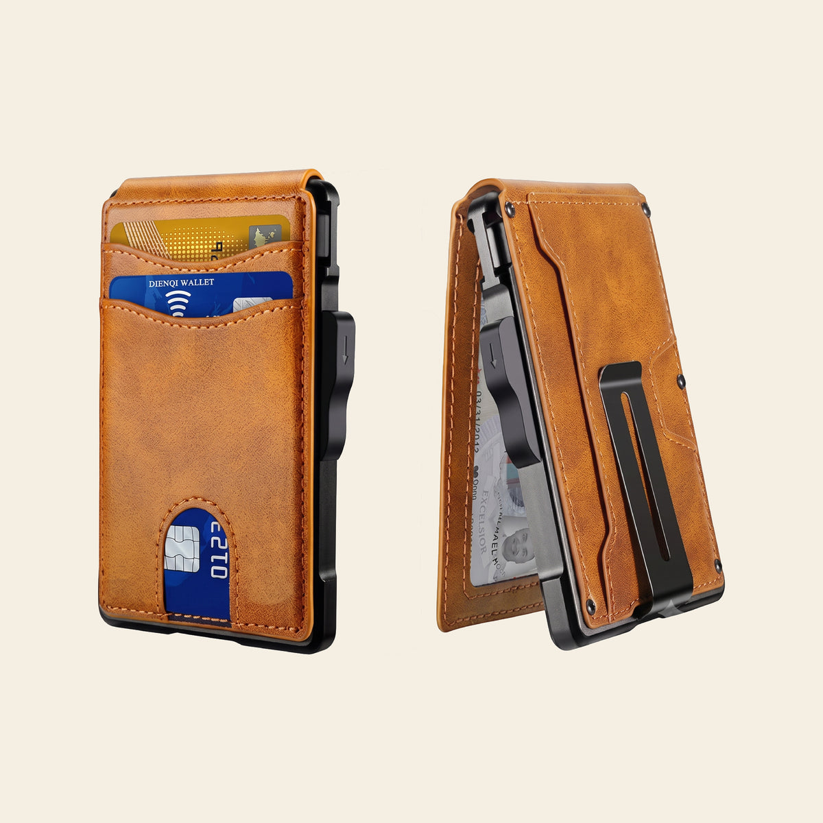 Porte-cartes pour homme rigide automatique pop-up sécurisé anti-RFID pince à billets